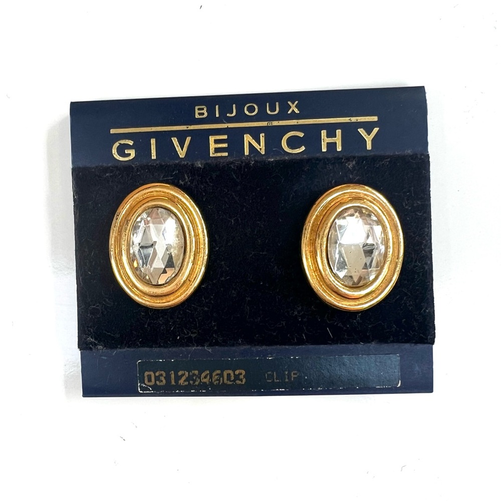 Vintage 90’s Givenchy Gold and Diamond Oval Costume Earrings